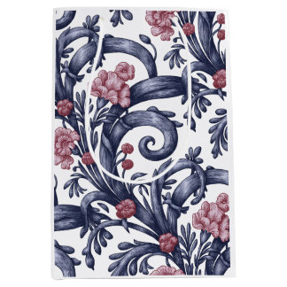 Art Nouveau Blau Rosa Mittel Geschenktasche Mittlere Geschenktüte
