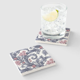 Art Nouveau Blau Rosa Steinuntersetzer 