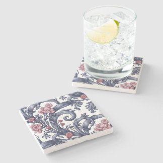 Art Nouveau Blau Rosa Steinuntersetzer 