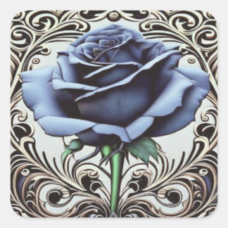 Art Nouveau Blaue Rose Aufkleber – Elegante Blumen