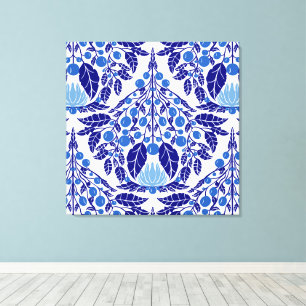 Art Nouveau Blauer Vintager Blumenstrauß Leinwanddruck