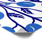 Art Nouveau Blauer Vintager Blumenstrauß Poster (Ecke)