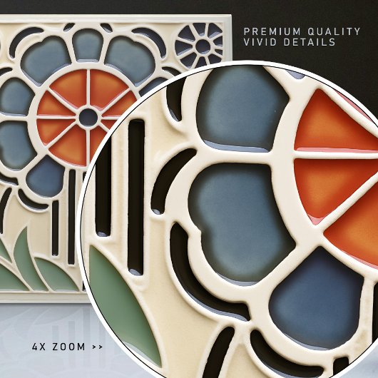 Art Nouveau Bloom Floral Ceramic Tile Fliese