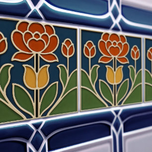 Art Nouveau Bloom Florale Keramikfliese