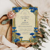 Art Nouveau Blue Cornflower Wedding Einladung