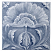 Art Nouveau Blue Floral Antique Hübsch aussehen Fliese (Vorderseite)