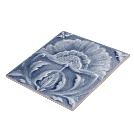 Art Nouveau Blue Floral Antique Hübsch aussehen Fliese (Seite)