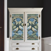 Art Nouveau Blue Hydrangea Love Birds Ephemera Seidenpapier