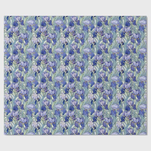 Art Nouveau blue iris Geschenkpapier (Flach)