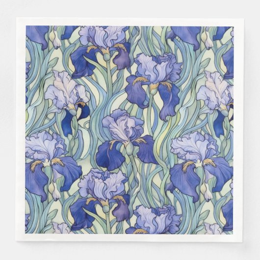 Art Nouveau blue iris Napkins Serviette (Vorderseite)
