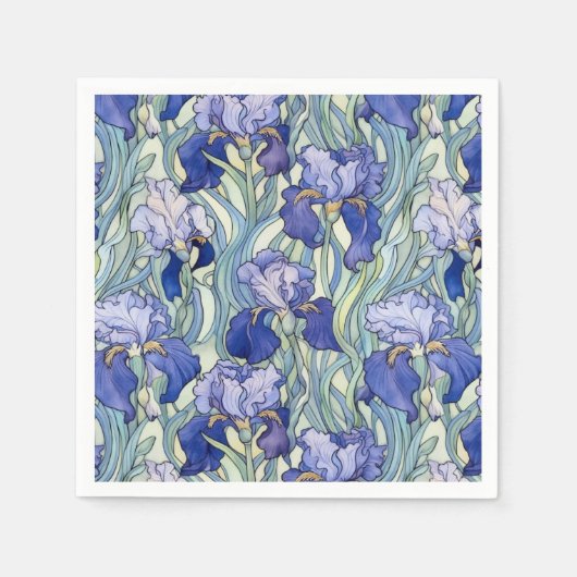 Art Nouveau blue iris Napkins Serviette (Vorderseite)