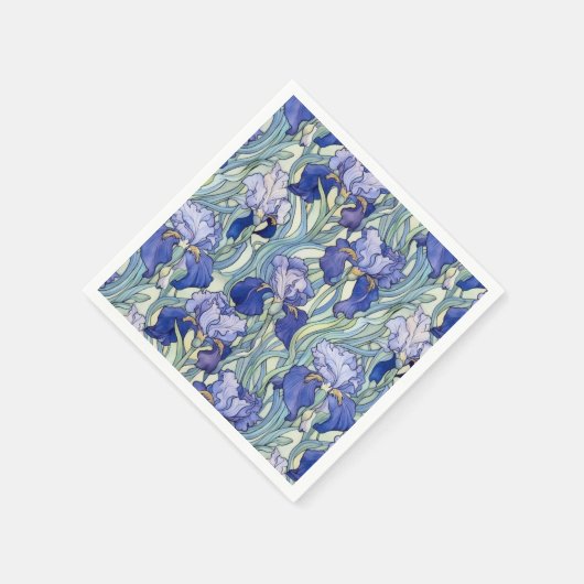 Art Nouveau blue iris Napkins Serviette (Ecke)