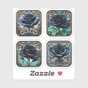 Art Nouveau Blue Rose Black Rose Auswahl #2 Aufkleber