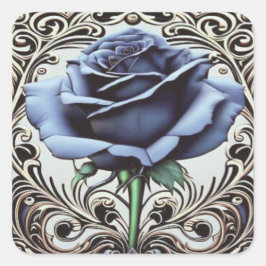 Art Nouveau Blue Rose Sticker - Elegantes Floral D