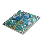 Art Nouveau Blue Stilistik Lily 2 Fliese (Seite)