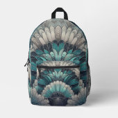 Art Nouveau Blue und Silver Fans Bedruckter Rucksack (Vorderseite)