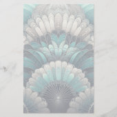Art Nouveau Blue und Silver Fans Briefpapier (Vorderseite)