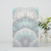 Art Nouveau Blue und Silver Fans Briefpapier (Stehend Vorderseite)