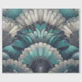 Art Nouveau Blue und Silver Fans Geschenkpapier (Flach)