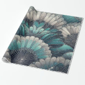 Art Nouveau Blue und Silver Fans Geschenkpapier (Ungerollt)
