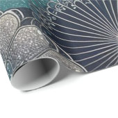Art Nouveau Blue und Silver Fans Geschenkpapier (Rolleneckpunkt)