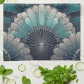 Art Nouveau Blue und Silver Fans Geschirrtuch (Gefaltet)