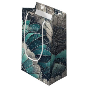 Art Nouveau Blue und Silver Fans Kleine Geschenktüte