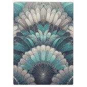 Art Nouveau Blue und Silver Fans Klemmbrett (Rückseite)