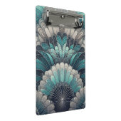 Art Nouveau Blue und Silver Fans Mini Klemmbrett (Schrägansicht)