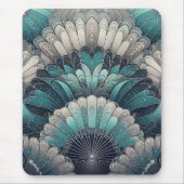 Art Nouveau Blue und Silver Fans Mousepad (Vorne)