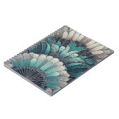 Art Nouveau Blue und Silver Fans Notizblock (Linke Seite)