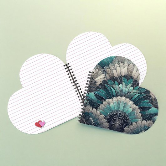 Art Nouveau Blue und Silver Fans Notizblock