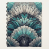 Art Nouveau Blue und Silver Fans Planer (Vorderseite)