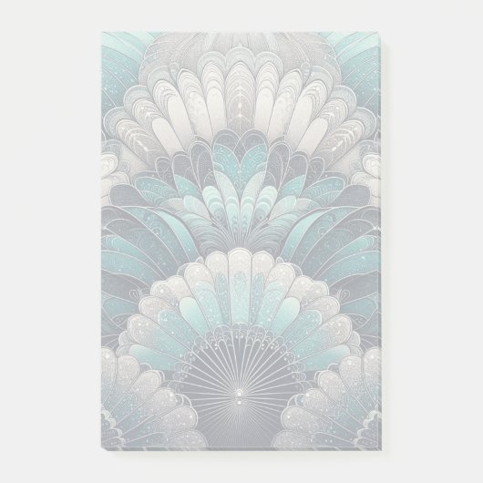 Art Nouveau Blue und Silver Fans Post-it Klebezettel (Vorderseite)