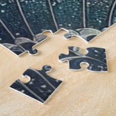 Art Nouveau Blue und Silver Fans Puzzle (Seite)