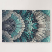 Art Nouveau Blue und Silver Fans Puzzle (Horizontal)