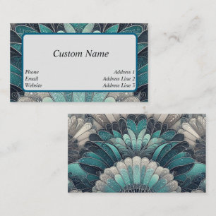 Art Nouveau Blue und Silver Fans Visitenkarte