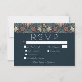 Art Nouveau Blue William Morris Floral Wedding RSVP Karte (Vorderseite)