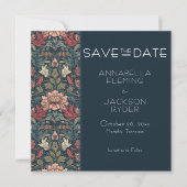 Art Nouveau Blue William Morris Floral Wedding Save The Date (Vorderseite)