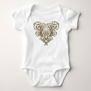 Art Nouveau Blumen Herz Beige Baby Strampler