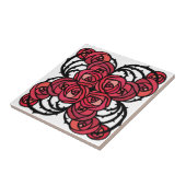 Art Nouveau Blumenmuster Rot und Schwarz Rose Desi Fliese (Seite)
