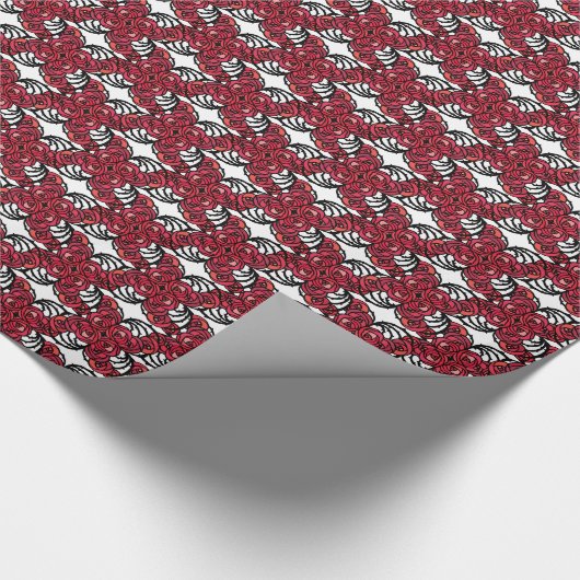 Art Nouveau Blumenmuster Rot und Schwarz Rose Desi Geschenkpapier (Ecke)