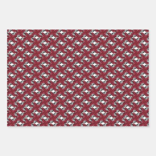 Art Nouveau Blumenmuster Rot und Schwarz Rose Desi Geschenkpapier Set (Vorderseite)