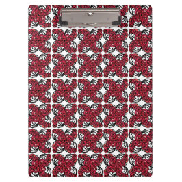 Art Nouveau Blumenmuster Rot und Schwarz Rose Desi Klemmbrett