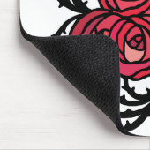 Art Nouveau Blumenmuster Rot und Schwarz Rose Desi Mousepad (Ecke)