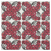 Art Nouveau Blumenmuster Rot und Schwarz Rose Desi Stoff (Muster)