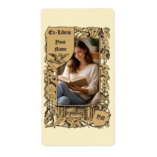 Art Nouveau Blumenrand Ex Libris Foto Vorlage (Vorne)