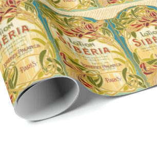 Art nouveau Blumenschönheit Lotion Sibirien Etiket Geschenkpapier