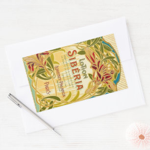 Art nouveau Blumenschönheit Lotion Sibirien Etiket Rechteckiger Aufkleber
