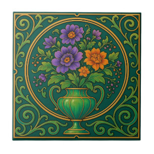 Art Nouveau Blumenvase Keramikfliese